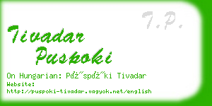 tivadar puspoki business card